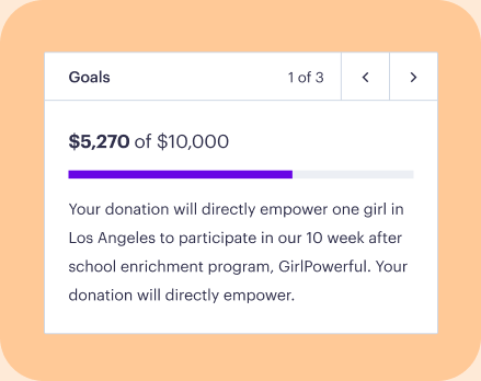 Kindest campaign goal widget with donation progress and the purpose of the fundraising campaign.